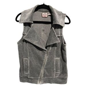 Y2K Juicy Couture Asymmetrical Velour Moto Zip Vest Small